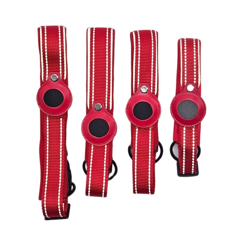 Collier avec support airtag pour animaux, collier de suivi avec airtag et bandes réfléchissantes